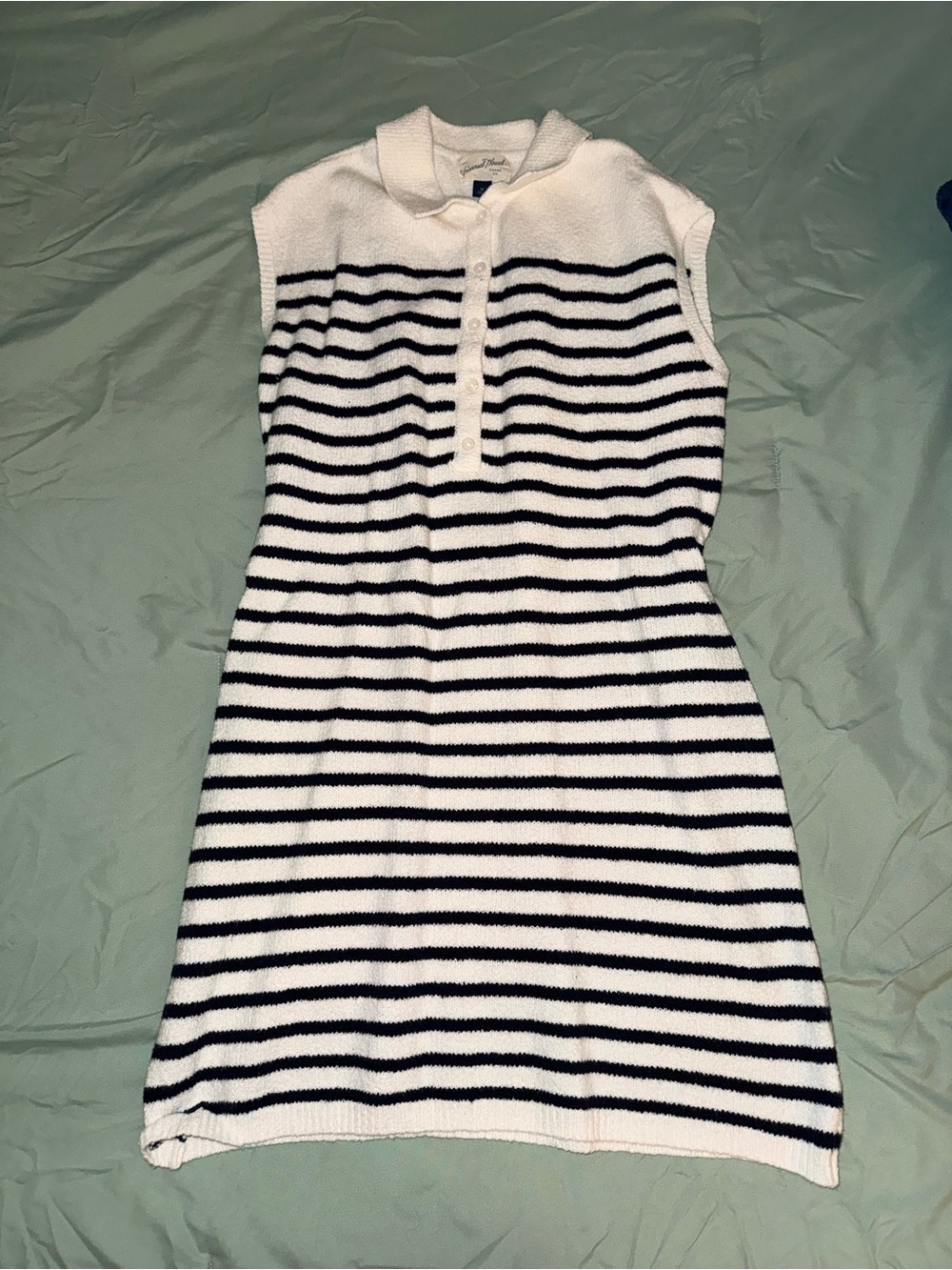 Universal Thread White and Black Striped Sleeveless Knit Midi Dress